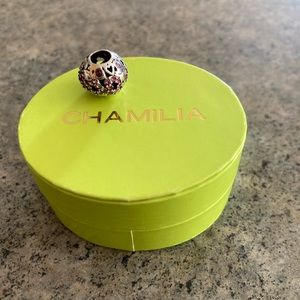 📿 [Chamilia] 925 Captured Hearts Pink Bead Silver, EUC